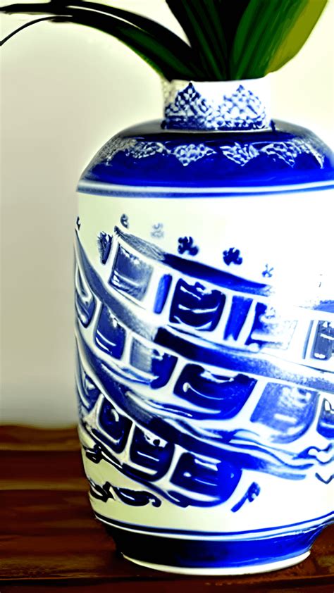 White and Blue Ginger Jar Vase · Creative Fabrica