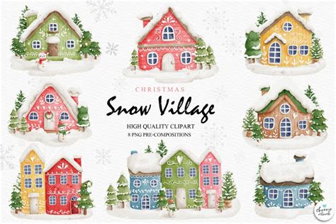 Christmas houses clipart, Christmas clipart (2114068)