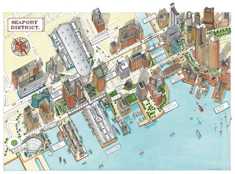 Boston Seaport Map | Boston map, Illustrated map, Amsterdam map