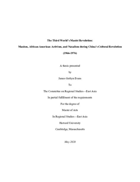 (PDF) Maoism as a Framework for Third World Solidarity during the 1960s