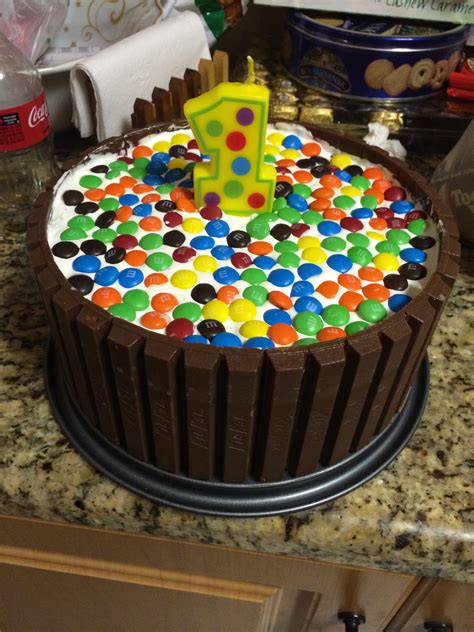 Kit kat, m&m, and oreo ice cream cake i made for my daughter's first ...