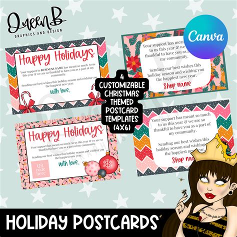 Holiday Postcard Customizable Templates – Queen B Graphics & Design