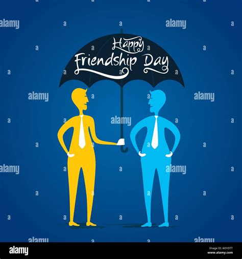 happy friendship day poster, friends under umbrella Stock Vector Image ...