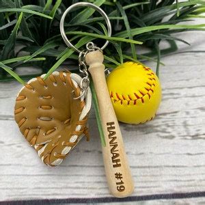 Keychain/bag Tag/softball Key Chain/custom Engraved Softball/baseball Key Chain/custom Engraved ...