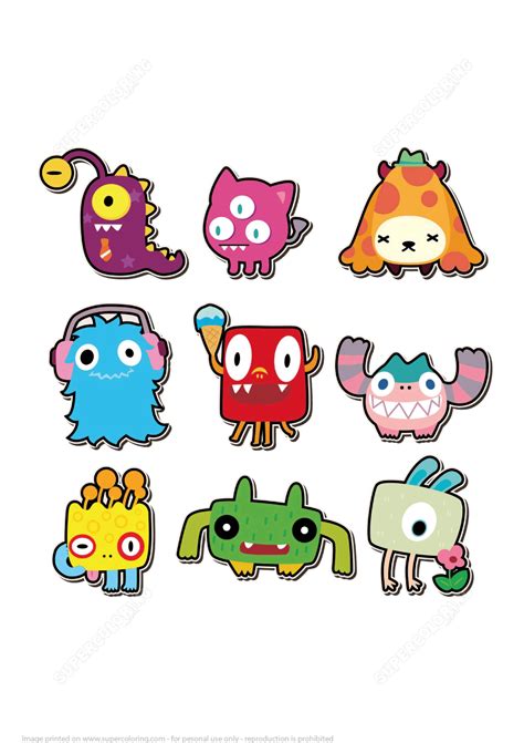 Printable Cute Monster Stickers | Free Printable Papercraft Templates