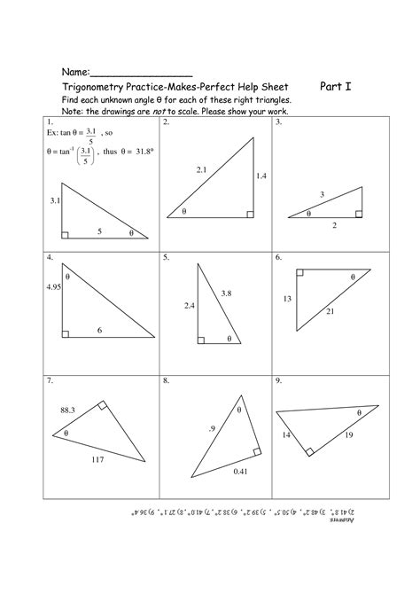 Right Triangle Trigonometry Worksheets Answers