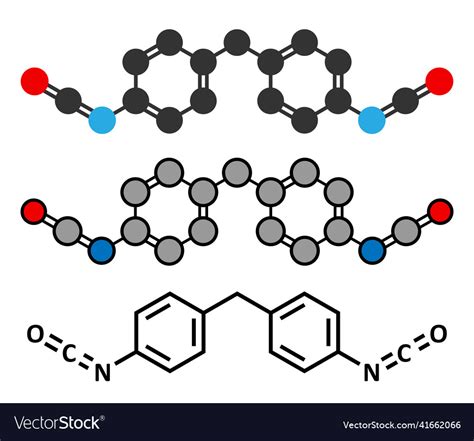 Methylene diphenyl diisocyanate molecule mdi Vector Image