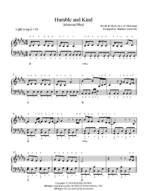 Humble and Kind by Tim McGraw Sheet Music & Lesson | Advanced Level