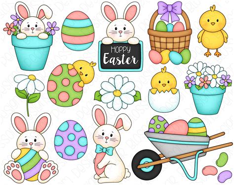 Easter Clipart Set Hand Drawn Digital Clipart Easter | Etsy India