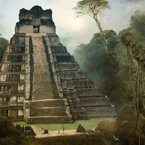 Ai Art Generator: temple of tikal, temple of jaguar, jungle, jungle trees, jungle plants, snake ...