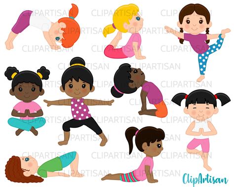 Yoga Poses Clip Art Yoga Girls Yoga Kids Clipart Yoga - Etsy