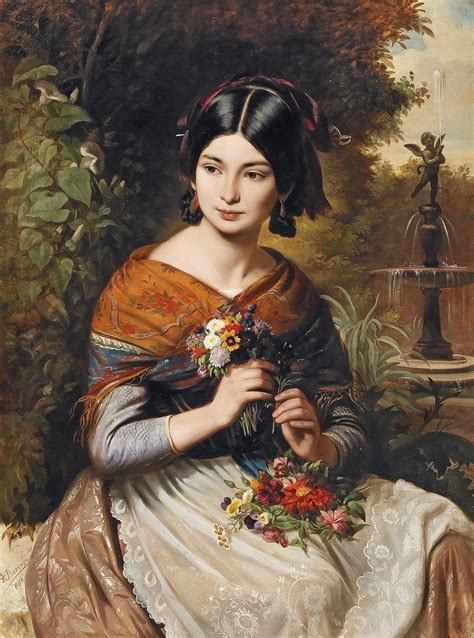 Jozsef Borsos (1821-883) — Girl with Flowers, 1856 (1315x1772) | Renaissance art paintings ...