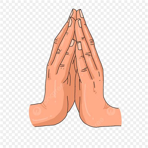 Hand Gestures White Transparent, Hand Drawn Style Skin Tone Prayer ...