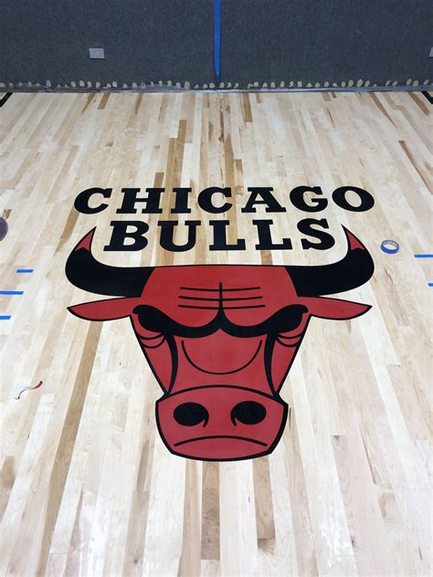 Basketball court with The Chicago Bulls Logo - Chicago, FLOORecki LLC, Flooring Installation ...