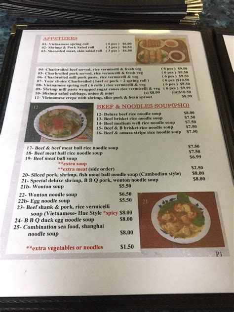 Menu at Little Saigon Restaurant, Winnipeg