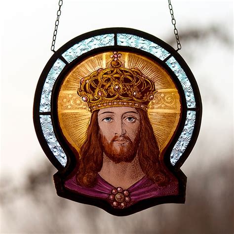 Jesus stained glass, Jesus suncatcher, suncatcher, King Jesus stained glass, King, Christ ...