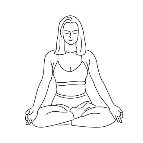 Young woman character doing yoga. minimal style cartoon 7410766 Vector ...