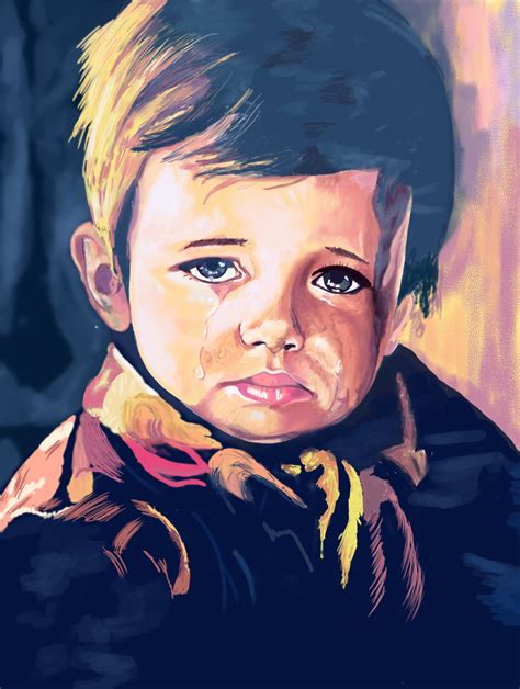 The Crying Boy: Digital Painting on Behance