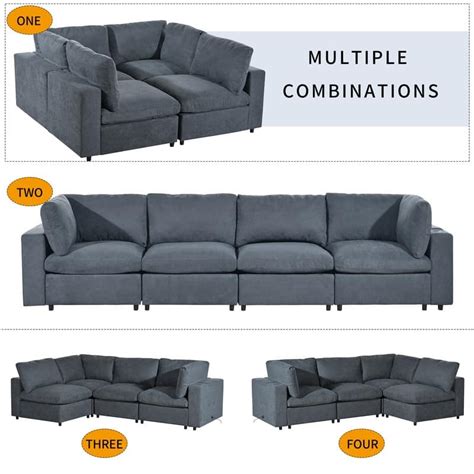 Modular 4 Seater Sofa Modular Couch with USB Charge Ports and Wireless ...