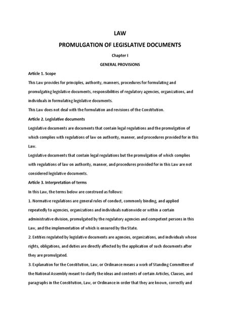 Law Promulgation of Legislative Documents | PDF | Decree | Political ...