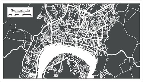 Samarinda Indonesia City Map in Retro Style. Outline Map. 17292366 Vector Art at Vecteezy