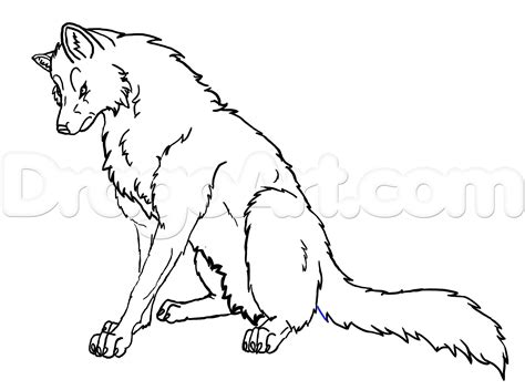 How to Draw a Wolf Sitting, Step by Step, forest animals, Animals, FREE Online Drawing Tutorial ...