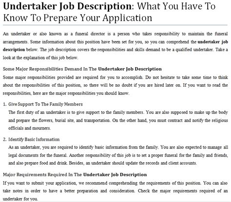 Undertaker Job Description: What You Have To Know To Prepare Your ...