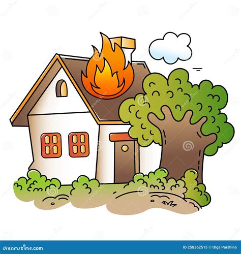 Cartoon Burning House. Fire or Flame Stock Vector - Illustration of ...