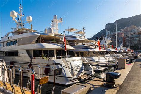 Superyachts seen in Yacht Club de Monaco Marina in Monaco Stock Photo ...