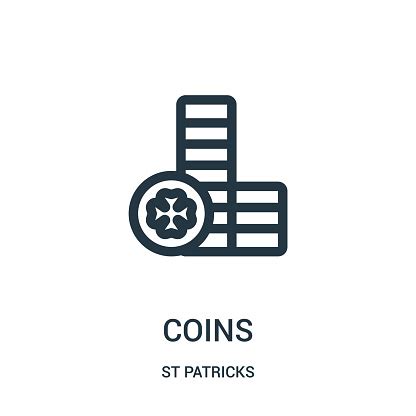 Coins Icon Vector From St Patricks Collection Thin Line Coins Outline ...