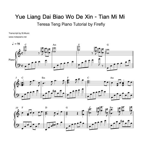 Yue Liang Dai Biao Wo De Xin x Tian Mi Mi (Teresa Teng Piano Tutorial ...