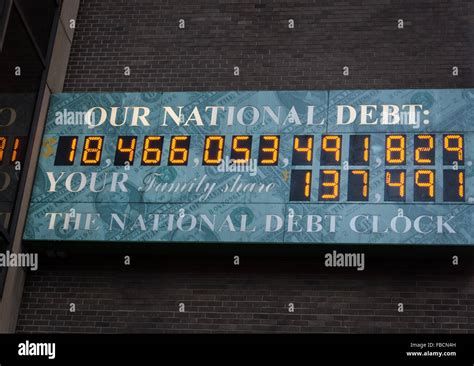 The National Debt Clock shows the state of the country and world economy, located in New York ...