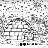 10 Coloring Pages Of Igloos  Free For Kids ColorFunart sketch template