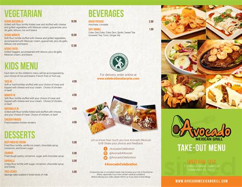 Avocado Mexican Grill menu in Celebration, Florida, USA