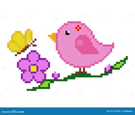 Pixel Art Bird Flying Animation Loop Vector Illustration ...