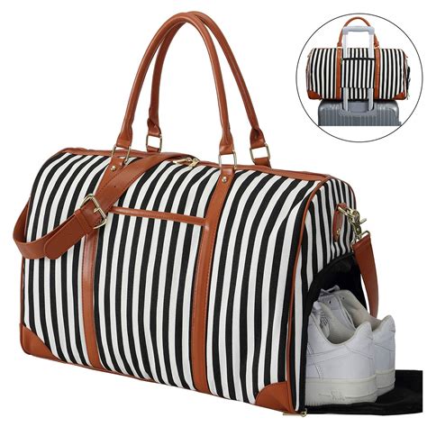 Buy Womens Weekender Travel Bag, Canvas Overnight Travel Tote Bags with Shoe Compartment for ...