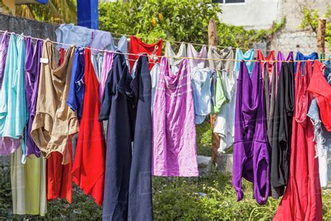 Laundry. Clothing hanging out to dry on a line in Cancun - Stock Photo ...