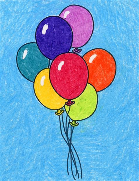 Easy How to Draw a Balloon Tutorial and Balloon Coloring Page