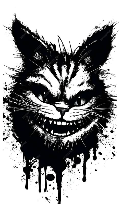 Premium Vector | Black silhouette of a scary cat face on white background