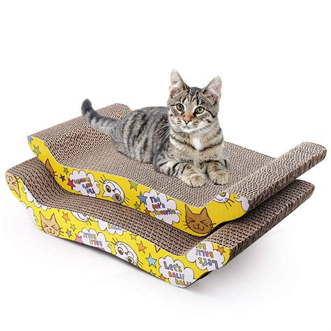 PrimePets Cat Scratcher Couch with Catnip, Cat Scratcher Cardboard, 2 Pack - Walmart.com