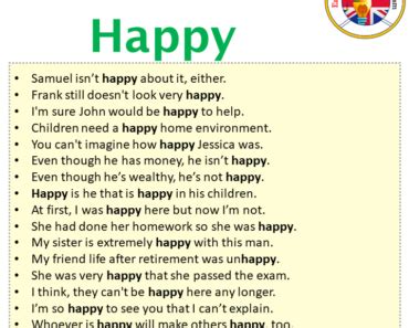 Happy in a Sentence in English Archives - English Grammar Here