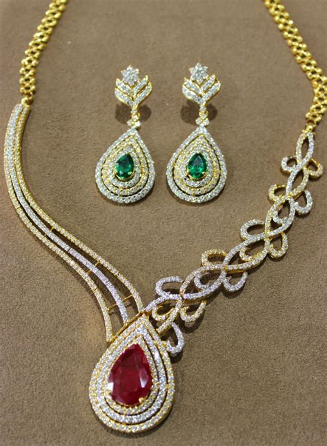 Diamond Necklace Set - Indian Jewellery Designs