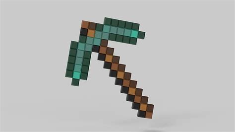 Minecraft Pickaxe for 3dp print cosplay weapon 3D model 3D printable | CGTrader