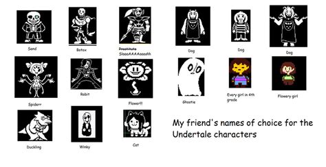 My friend's names for Undertale characters by LivyBunny14 on DeviantArt