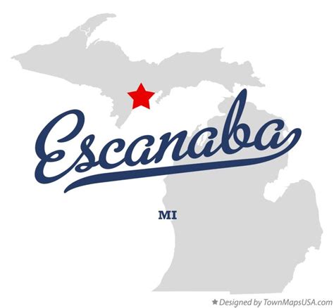 Map of Escanaba, MI, Michigan