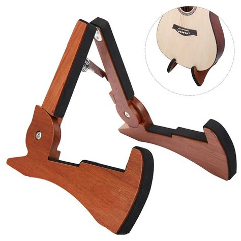 Mgaxyff Mahogany Wood Guitar Stand Portable Folding Bass Guitar Bracket ...