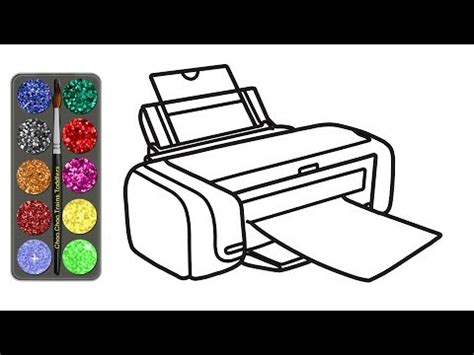 Learn To Draw And Color Printer For Kids | Glitter Colors | Easy Steps - YouTube