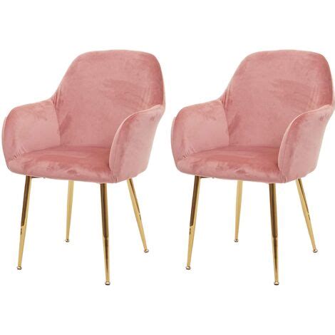 2x chaise de salle à manger HHG-240, chaise de cuisine, design rétro ~ velours vieux rose, pieds ...