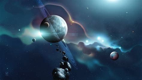 Spacescape, Asteroids, 4K, Planets, Saturn, 4K HD Wallpaper