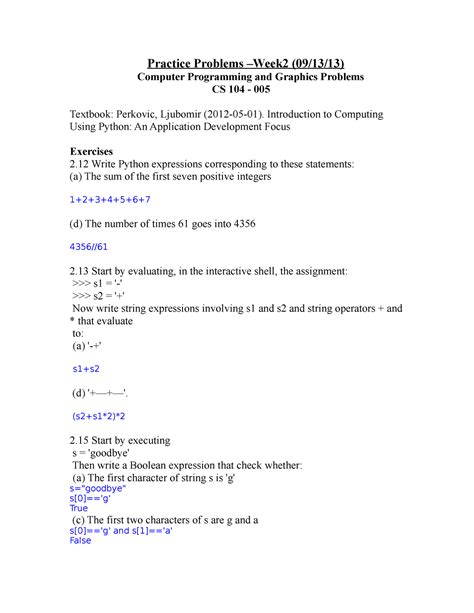 Practice Problems Week 2 - Introduction to Computing Using Python: An Application Development ...